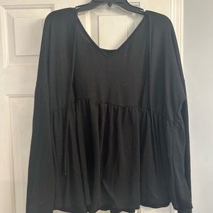 Long Sleeve Black Babydoll Top